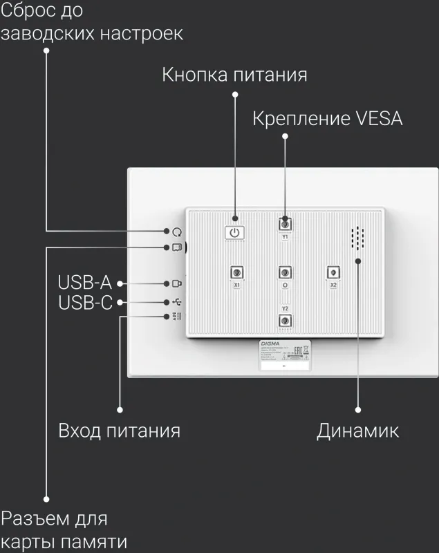 Фоторамка Digma 15.6" PF-1555 1920x1080 белый пластик 32Gb Видео WiFi