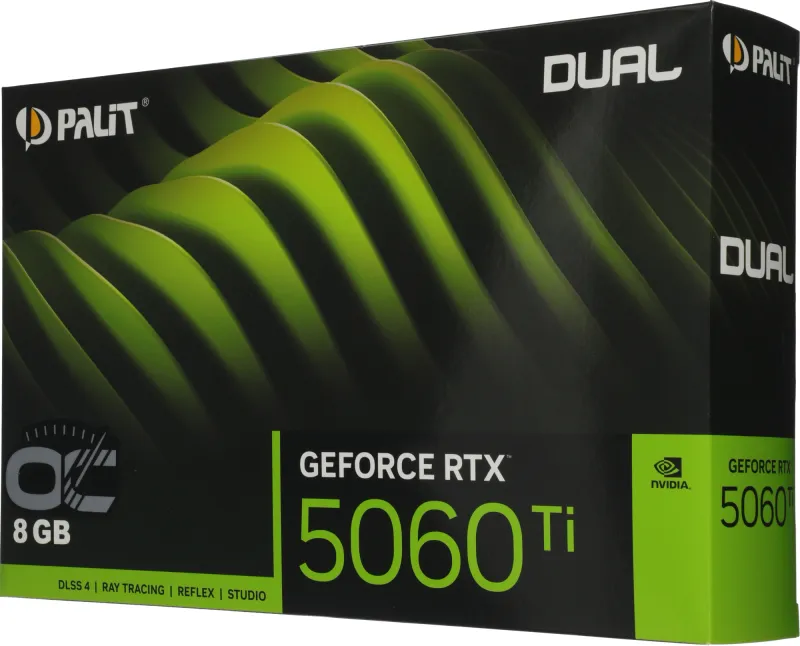 Видеокарта Palit PCI-E 5.0 PA-RTX5060Ti DUAL OC NVIDIA GeForce RTX 5060TI 8Gb 128bit GDDR7 2407/28000 HDMIx1 DPx3 HDCP Ret