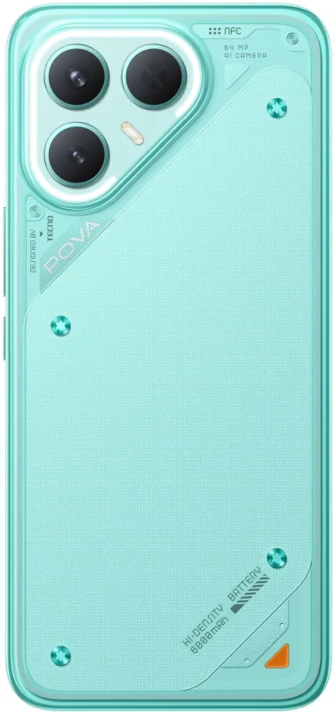 Смартфон Tecno POVA 7 Pro 5G 256Gb 12Gb зеленый моноблок 3G 4G 6.8" 1080x2460 Android 14 50Mpix 802.11 a/b/g/n/ac NFC GPS GSM900/1800 Protect