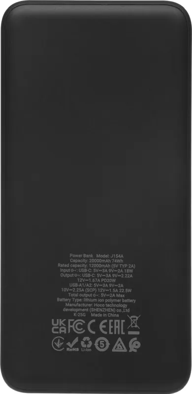 Мобильный аккумулятор Hoco J154A 20000mAh 2A черный (60761)