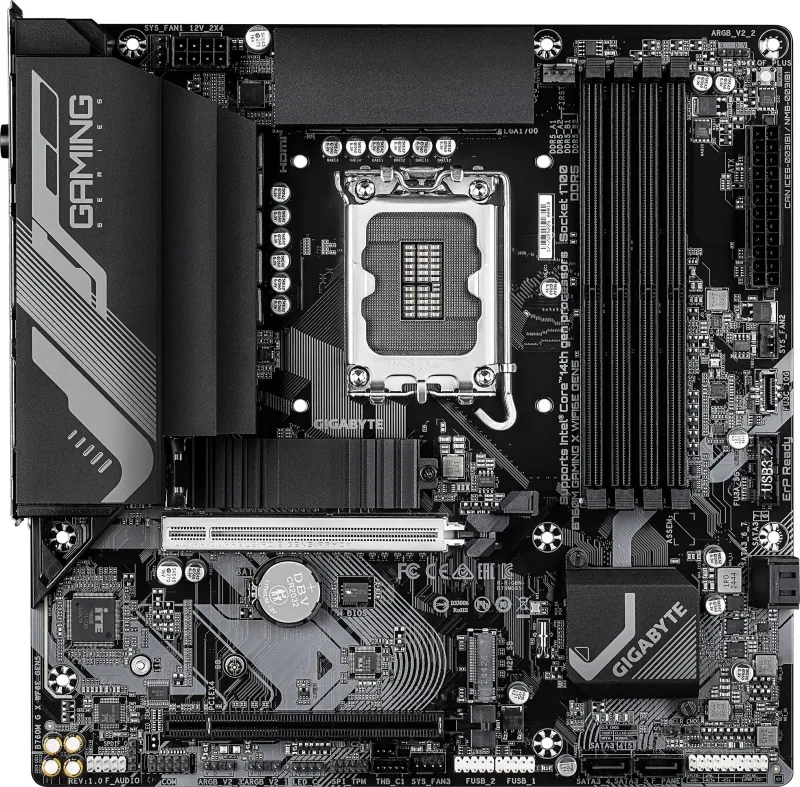 Материнская плата Gigabyte B760M G X WF6E GEN5 Soc-1700 Intel B760 4xDDR5 mATX AC`97 8ch(7.1) 2.5Gg RAID+HDMI+DP