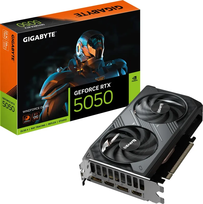 Видеокарта Gigabyte PCI-E 5.0 GV-N5050WF2OC-8GD 1.0 NVIDIA GeForce RTX 5050 8Gb 128bit GDDR7 2572/28000 HDMIx1 DPx3 HDCP Ret