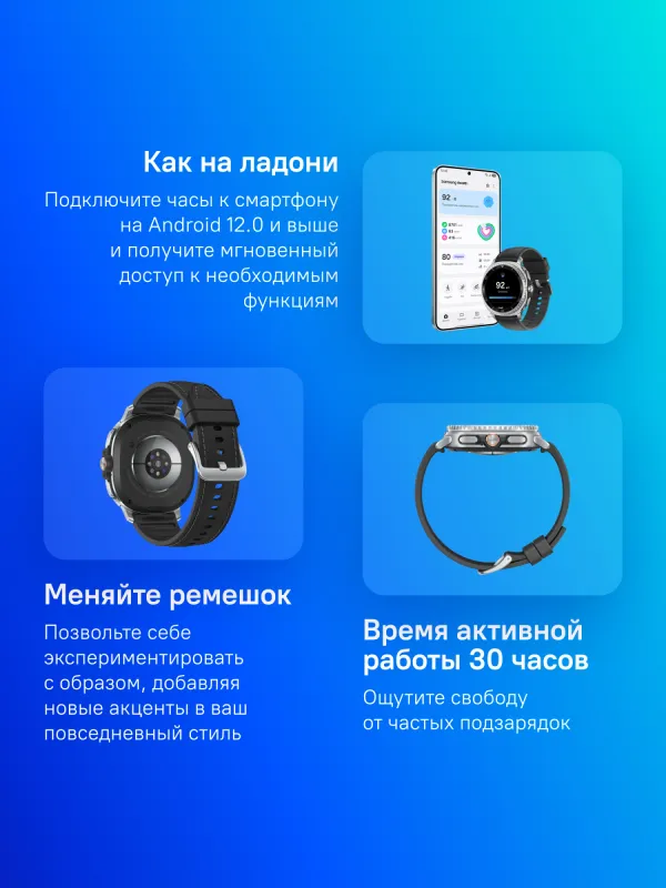 Смарт-часы Samsung Galaxy Watch 8 Classic LTE 46мм 1.34" Super AMOLED корп.серебристый рем.черный (SM-L505FZKACAU)
