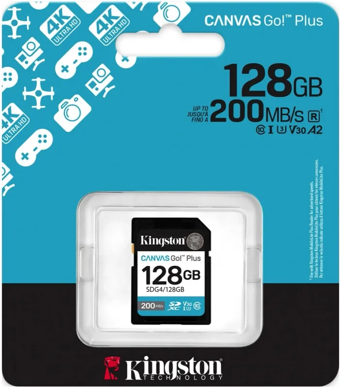 Флеш карта SDXC 128GB Kingston SDG4/128GB Canvas Go! Plus w/o adapter