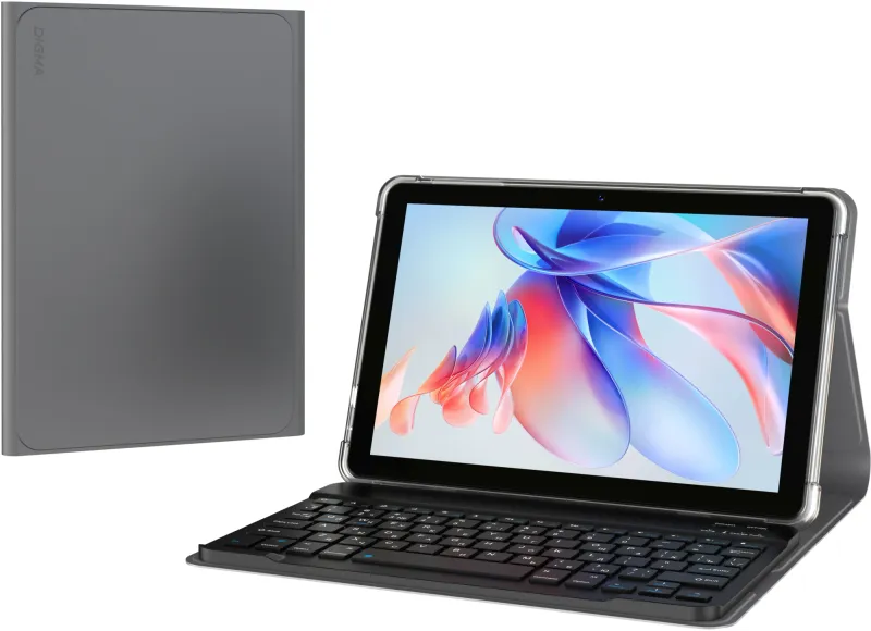 Планшет Digma K10 PLUS T615 (1.6) 8C RAM4Gb ROM64Gb 10.1" IPS 1280x800 4G Android 15 серый 5Mpix 2Mpix BT WiFi microSD 256Gb 5000mAh 225hrs