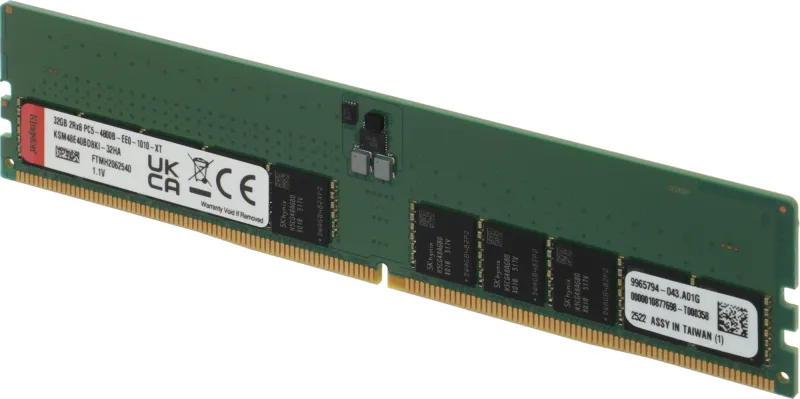 Kingston Server Premier 32GB 4800MT/s DDR5 ECC CL40 DIMM 2Rx8 Hynix A