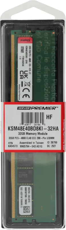 Kingston Server Premier 32GB 4800MT/s DDR5 ECC CL40 DIMM 2Rx8 Hynix A