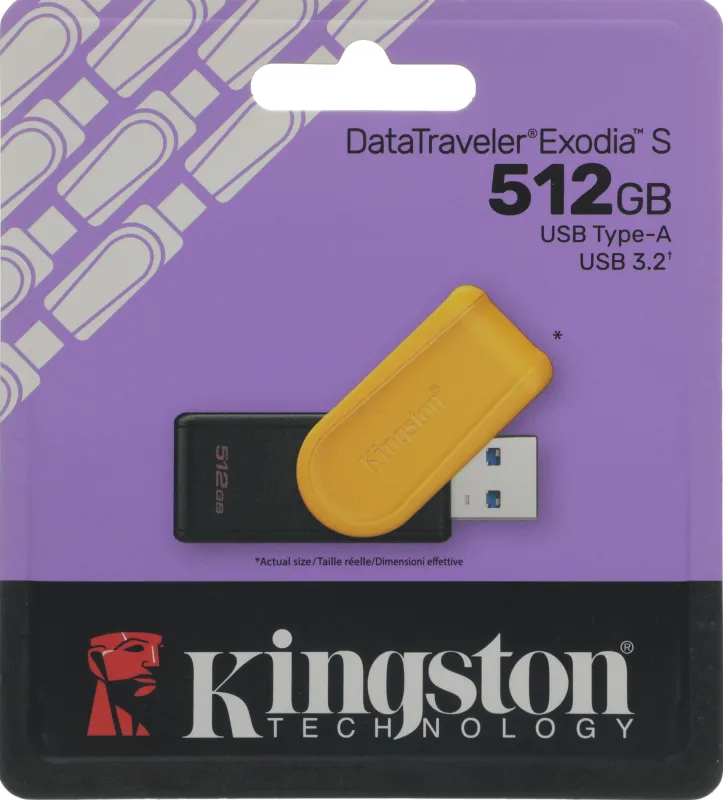 Флеш Диск Kingston 512GB DataTraveler Exodia S DTXS/512GB USB3.2 желтый/черный
