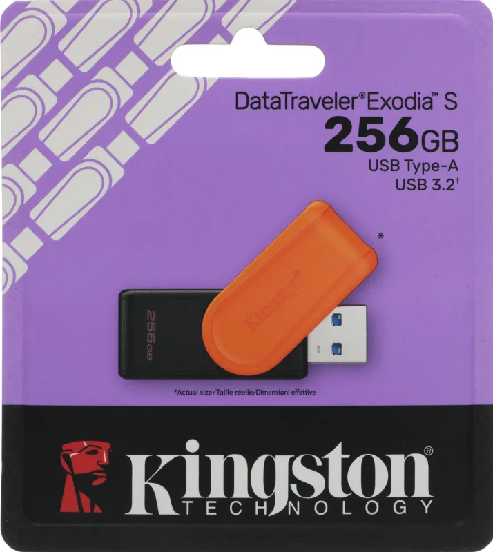 Флеш Диск Kingston 256GB DataTraveler Exodia S DTXS/256GB USB3.2 оранжевый/черный