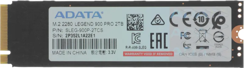 Накопитель SSD A-Data PCIe 4.0 x4 2TB SLEG-900P-2TCS Legend 900 Pro M.2 2280