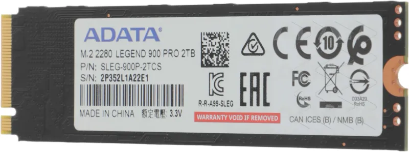 Накопитель SSD A-Data PCIe 4.0 x4 2TB SLEG-900P-2TCS Legend 900 Pro M.2 2280