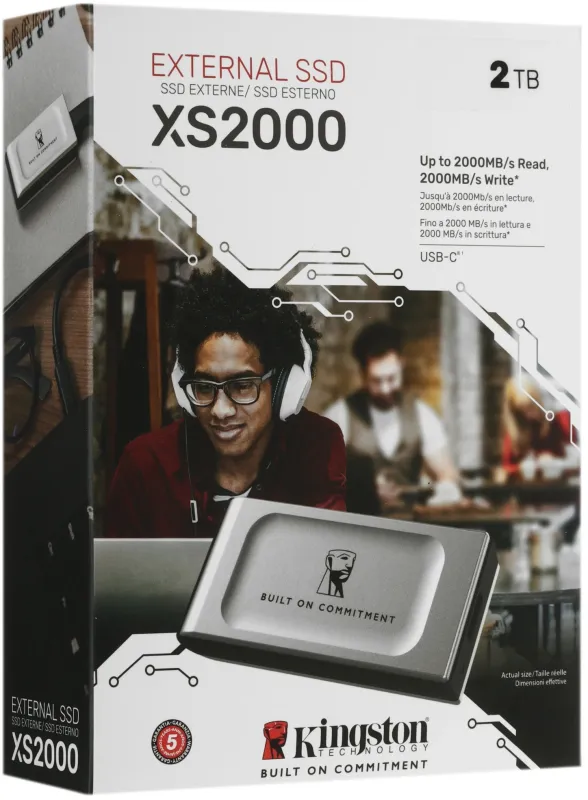 Kingston External SSD XS2000 BOC 2Tb USB 3.2 Gen 2x2 R2000/W2000MB/s Retail 1 year (SXS2000/2000GA)