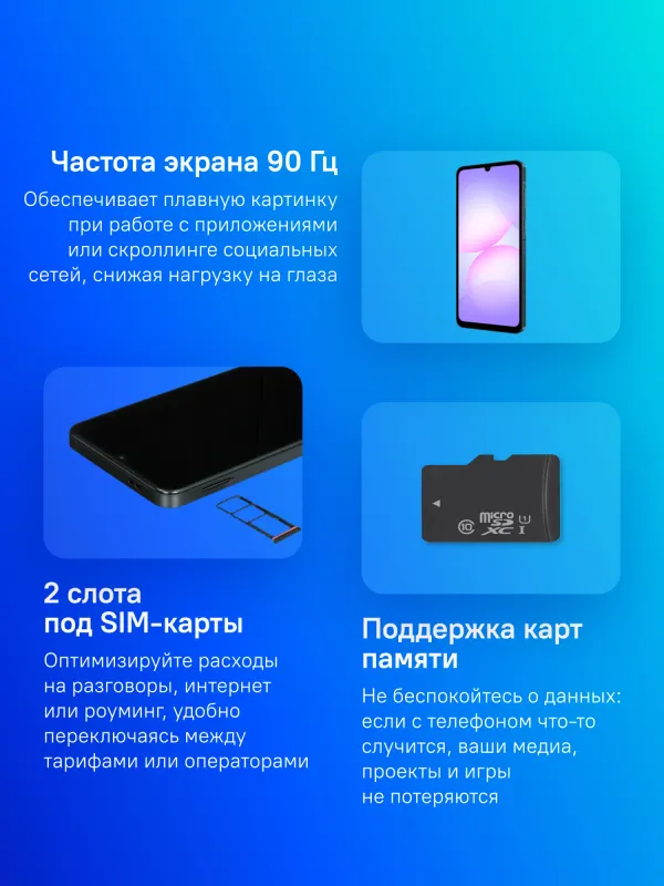 Смартфон Samsung SM-A075F Galaxy A07 64Gb 4Gb черный моноблок 3G 4G 6.5" 1080x2400 Android 64Mpix 802.11 a/b/g/n/ac GPS GSM900/1800 GSM1900