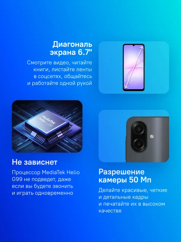 Смартфон Samsung SM-A075F Galaxy A07 64Gb 4Gb черный моноблок 3G 4G 6.5" 1080x2400 Android 64Mpix 802.11 a/b/g/n/ac GPS GSM900/1800 GSM1900