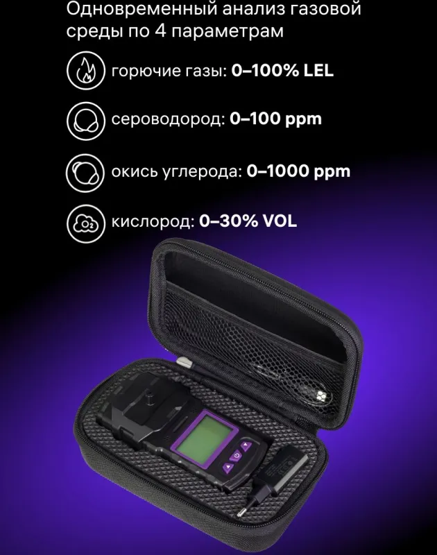Детектор газа Ermenrich NG60 портативный фиолетовый/черный (84760)