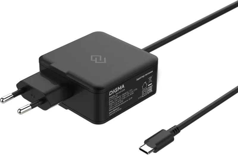 Блок питания Digma DM-U65-GAN автоматический 65W 5V-20V 3A от бытовой электросети