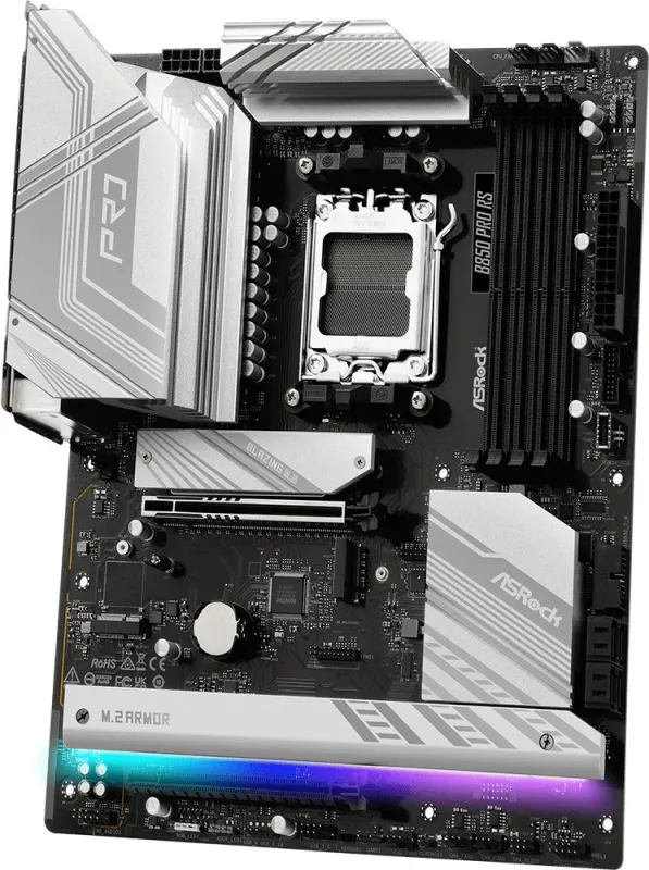 ASROCK B850 PRO RS , AM5, B850, 4*DDR5, 4*SATA, 4*M.2, 6*USB 2.0, 4*USB 3.2, 2*Type-C, 2*PCIx16, 1*M.2 (Key E), HDMI, ATX