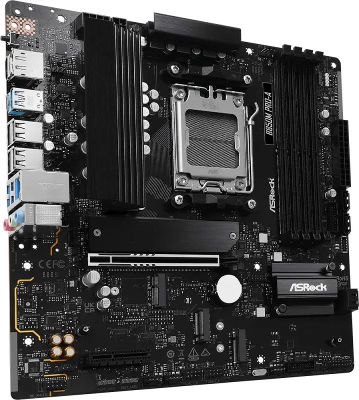 ASROCK B850M PRO-A, AM5, B850, 4*DDR5, 4*SATA, 4*M.2, 4*USB 2.0, 3*USB 3.2, 2*Type-C, 2*PCIx16, 1*M.2 (Key E), HDMI+DP, mATX