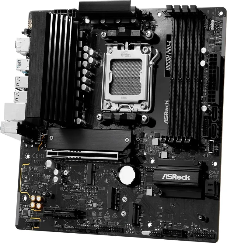 ASROCK B850M PRO-A, AM5, B850, 4*DDR5, 4*SATA, 4*M.2, 4*USB 2.0, 3*USB 3.2, 2*Type-C, 2*PCIx16, 1*M.2 (Key E), HDMI+DP, mATX