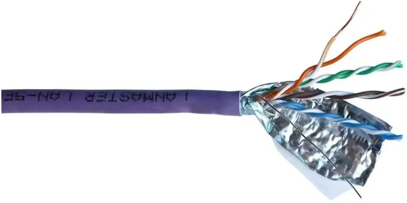 Кабель информационный Lanmaster LAN-5EFTP-HFLT-VI кат.5E FTP 4 пары 24AWG LSZH внутренний 305м фиолетовый