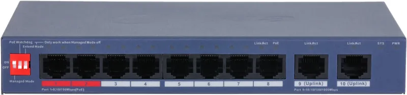 Коммутатор Dahua DH-CS4010-8ET2GT-110 8x100Мбит/с 2x1Гбит/с управляемый