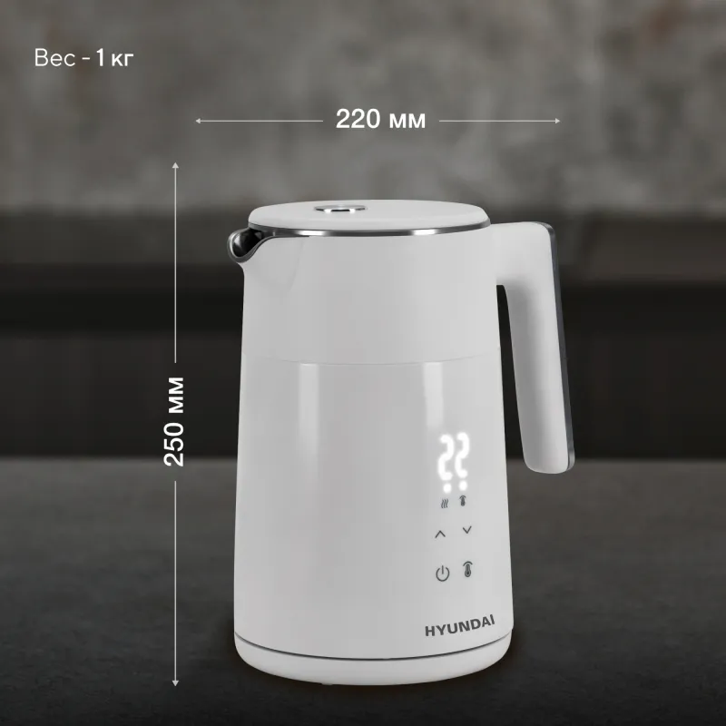 Чайник электрический Hyundai HYK-S9500 1.5л. 2200Вт белый корпус: металл/пластик