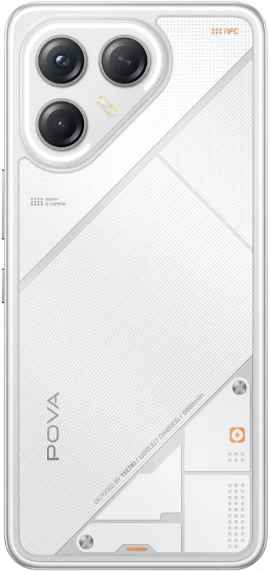Смартфон Tecno Pova 7 Ultra 5G 256Gb 12Gb белый моноблок 3G 4G 6.8" 1080x2460 Android 14 50Mpix 802.11 a/b/g/n/ac NFC GPS GSM900/1800 Protect