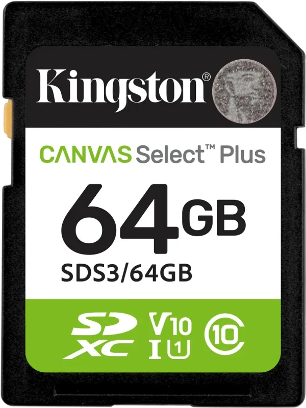 Флеш карта SDXC 64GB Kingston SDS3/64GB Canvas Select Plus w/o adapter