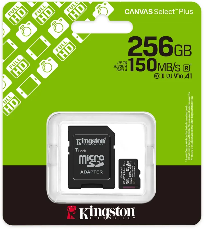 Флеш карта microSDXC 256GB Kingston SDCS3/256GB Canvas Select Plus + adapter