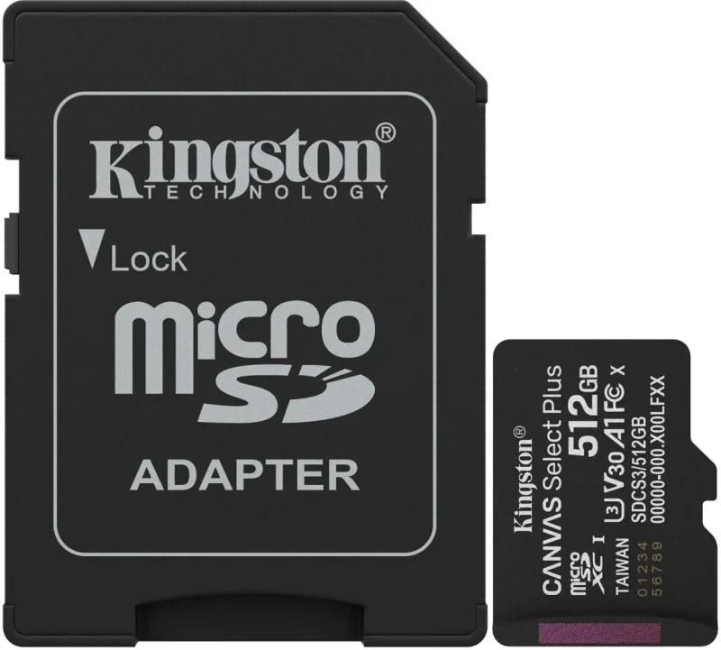 Флеш карта microSDXC 512GB Kingston SDCS3/512GB Canvas Select Plus + adapter