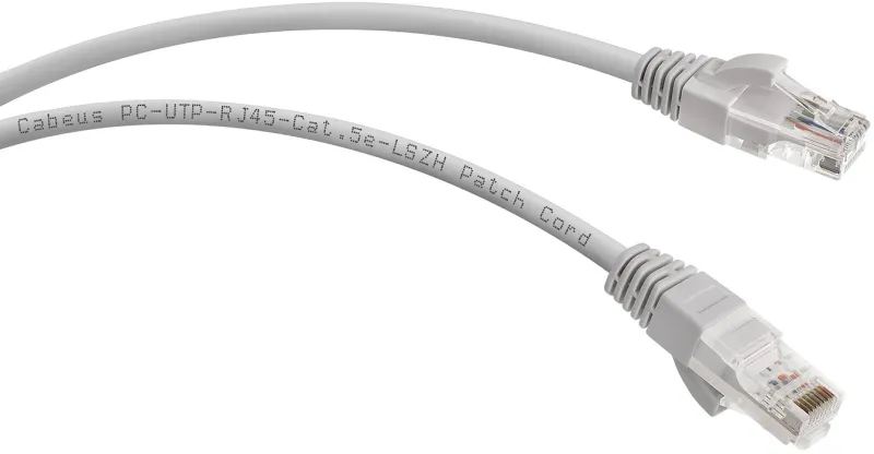 Cabeus PC-UTP-RJ45-Cat.5e-0.3m-LSZH Патч-корд U/UTP, категория 5е, 2xRJ45/8p8c, неэкранированный, серый, LSZH, 0.3м