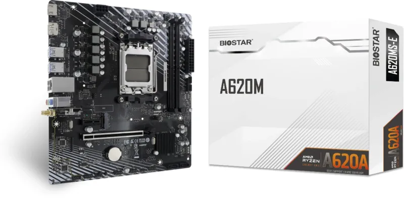 Материнская плата Biostar A620MS-E Socket AM5 AMD A620A 2xDDR5 mATX AC`97 8ch(7.1) GbLAN RAID+HDMI+DP