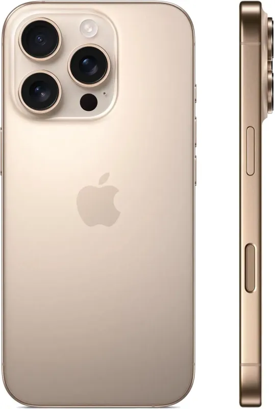 Смартфон Apple A3293 iPhone 16 Pro 128Gb бежевый титан моноблок 3G 4G 1Sim 6.3" 1206x2622 iOS 18 48Mpix 802.11 a/b/g/n/ac/ax/be NFC GPS Protect