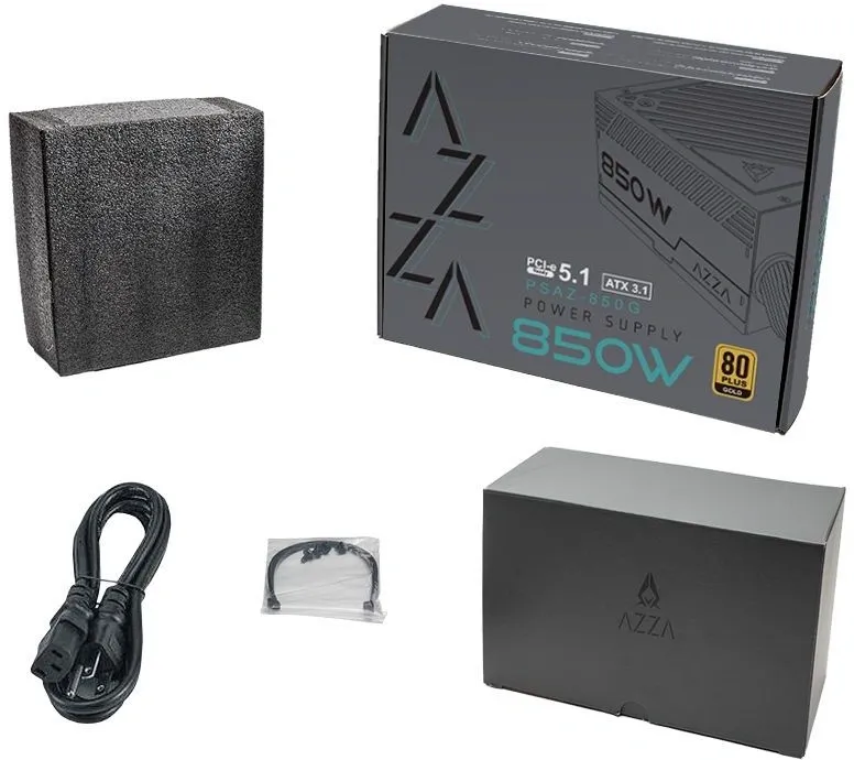 Блок питания Azza ATX 850W PSAZ-850G Gen.5 80+ gold (20+4pin) APFC 120mm fan 6xSATA RTL