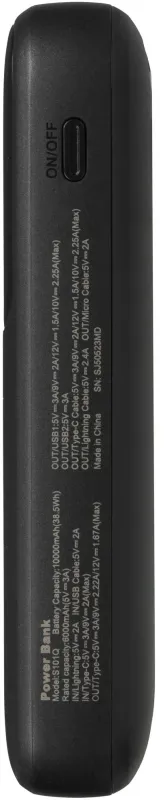 Мобильный аккумулятор Tecno Pocket S101Q 10000mAh QC3.0/PD3.0 22.5W 2.4A 2xUSB-A/USB-C черный