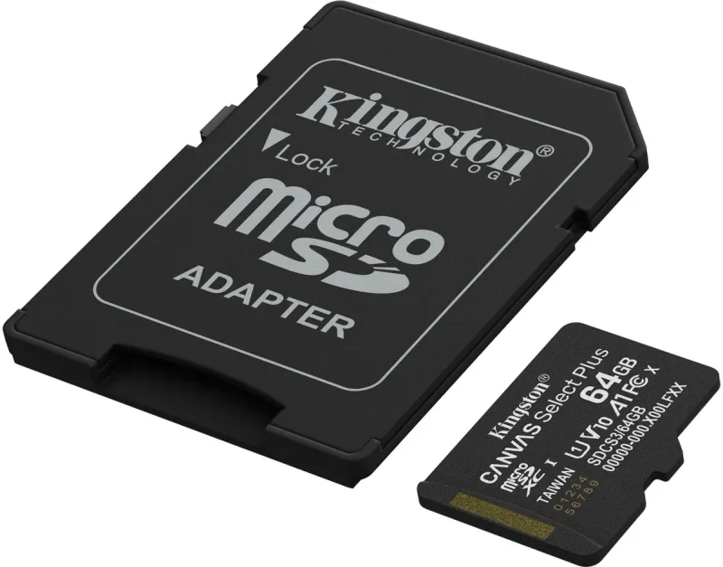 Флеш карта microSDXC 64GB Kingston SDCS3/64GB Canvas Select Plus V10 A1 + adapter