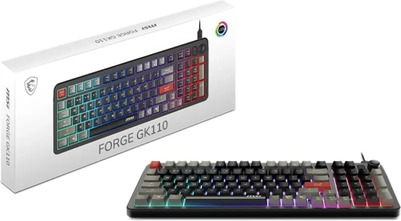 Keyboard MSI FORGE GK110, Wired, membrane Keyboard, multi-colour LED backlighting, 26 Key Anti-ghosting Capability, Black