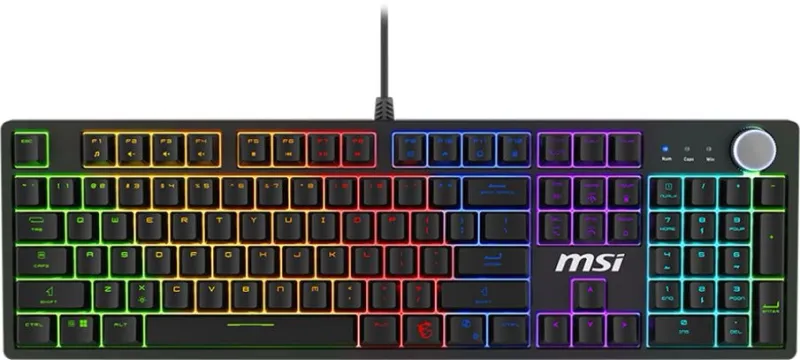 клавиатура Keyboard MSI FORGE GK330, Wired, mechanical red switches, hot-swapp, magnetic cover, volume scroll wheel,  multi-colour LED backlighting, Black