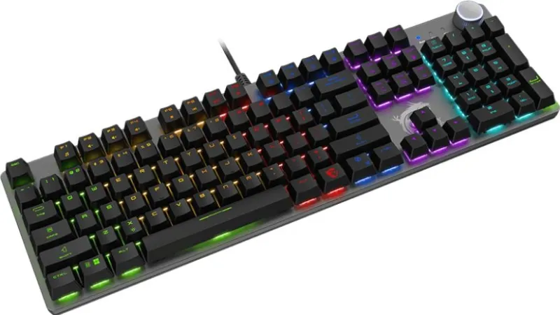 клавиатура Keyboard MSI FORGE GK330, Wired, mechanical red switches, hot-swapp, magnetic cover, volume scroll wheel,  multi-colour LED backlighting, Black