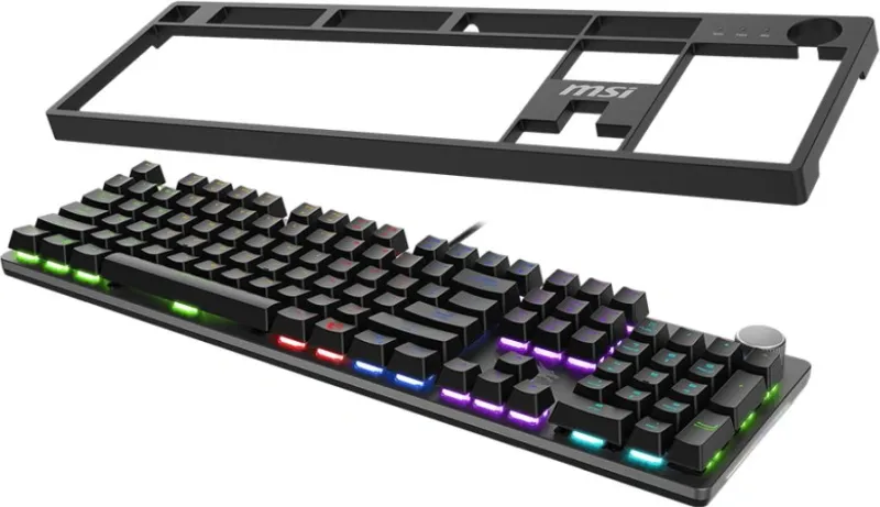 клавиатура Keyboard MSI FORGE GK330, Wired, mechanical red switches, hot-swapp, magnetic cover, volume scroll wheel,  multi-colour LED backlighting, Black