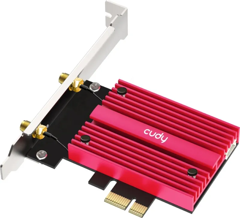 Адаптер беспроводной связи (Wi-Fi) CUDY BE9300  Wi-Fi 7 PCI Express Adapter BE9300 Wi-Fi 7 Bluetooth 5.4 PCI Express Adapter with Heatsink and Magnetized Antenna Base,  Intel BE200 module,Tri-band 2T2R, 5.8Gbps@6Ghz+2.8Gbps@5GHz + 688Mbps@2.4GHz, 802.11be