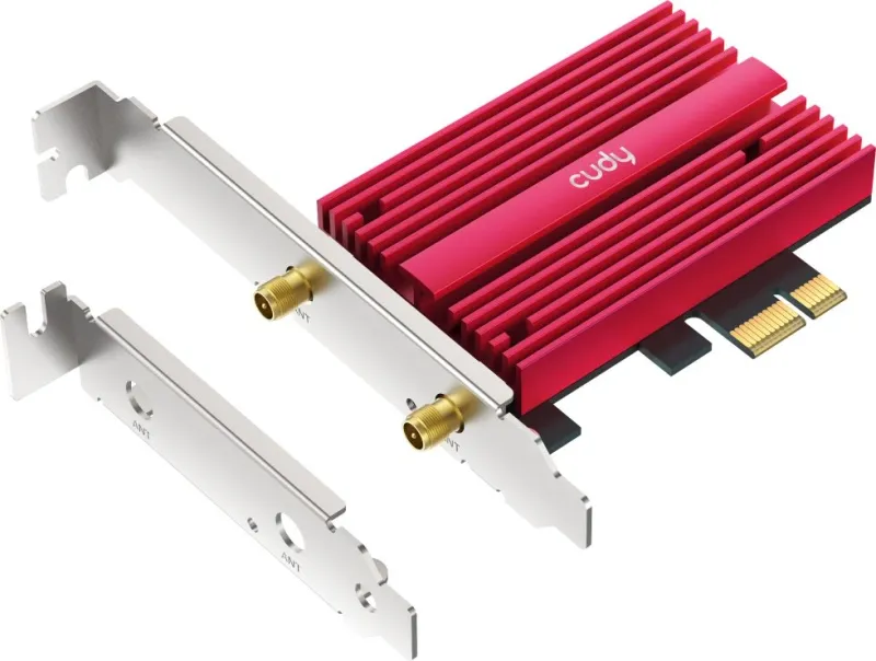 Адаптер беспроводной связи (Wi-Fi) CUDY BE9300  Wi-Fi 7 PCI Express Adapter BE9300 Wi-Fi 7 Bluetooth 5.4 PCI Express Adapter with Heatsink and Magnetized Antenna Base,  Intel BE200 module,Tri-band 2T2R, 5.8Gbps@6Ghz+2.8Gbps@5GHz + 688Mbps@2.4GHz, 802.11be
