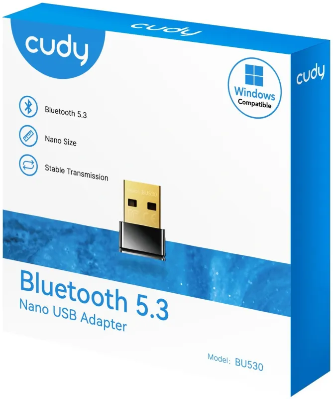 Адаптер беспроводной связи CUDY  BU530  Bluetooth 5.3 Nano USB Adapter, Nano Size, USB 2.0, Windows 11/10/8.1/7 