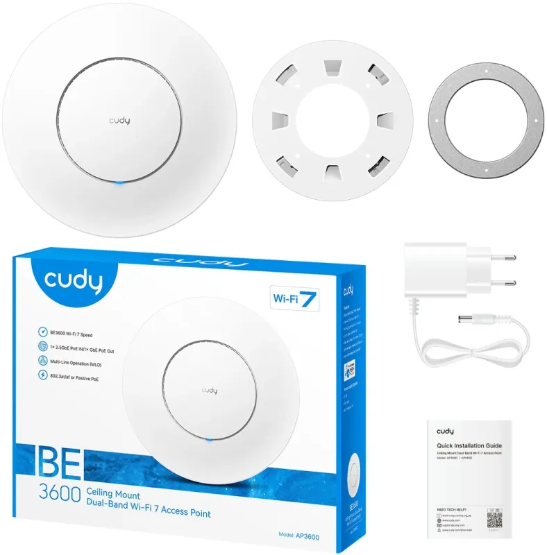 Точка доступа Cudy AP3600 (AP3600_P) BE3600 100/1000/2500BASE-T белый
