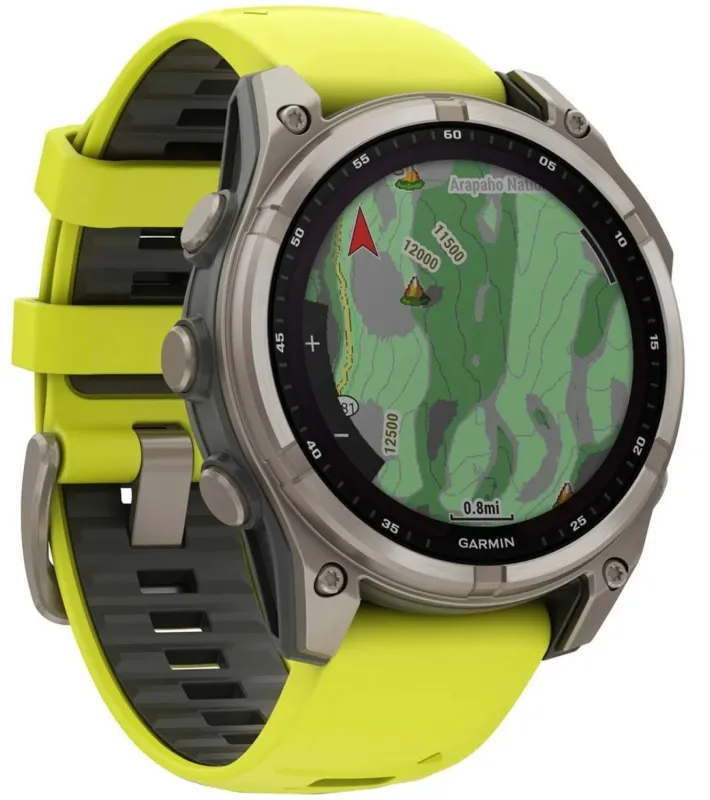 Смарт-часы Garmin Fenix 8 47мм 1.3" AMOLED корп.серебристый рем.желтый (010-02906-21)