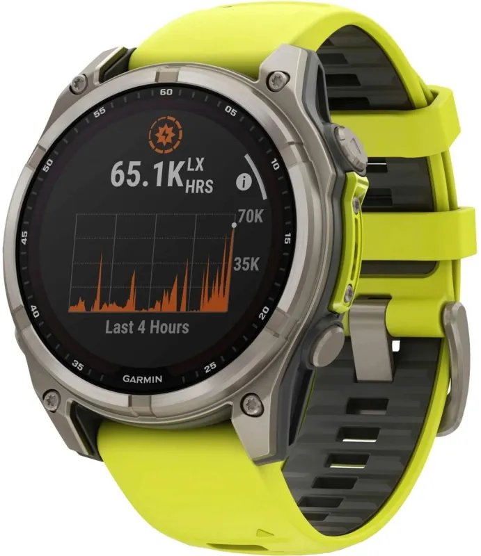 Смарт-часы Garmin Fenix 8 47мм 1.3" AMOLED корп.серебристый рем.желтый (010-02906-21)