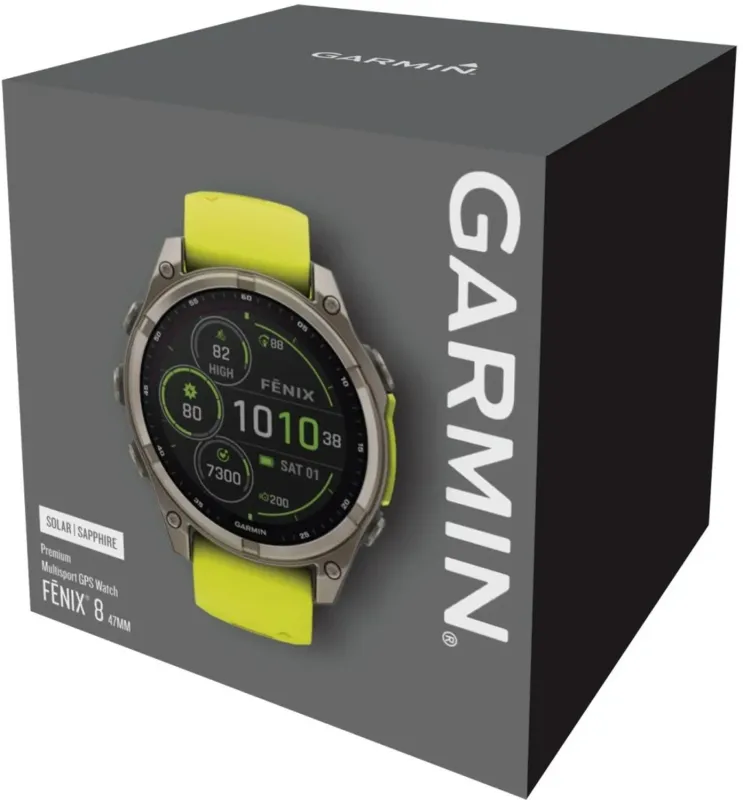 Смарт-часы Garmin Fenix 8 47мм 1.3" AMOLED корп.серебристый рем.желтый (010-02906-21)