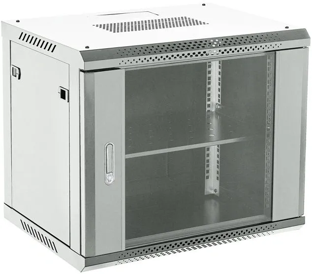 Шкаф коммутационный Rexant (04-0954-111) напольный 9U 400x542мм пер.дв.стекл серый