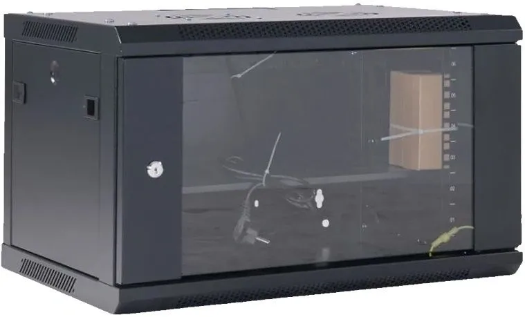 Шкаф коммутационный Rexant (04-0664-112) напольный 6U 450x600мм пер.дв.стекл черный