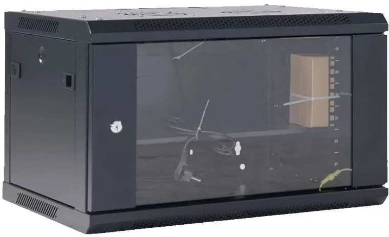 Шкаф коммутационный Rexant (04-0954-112) напольный 9U 400x542мм пер.дв.стекл черный